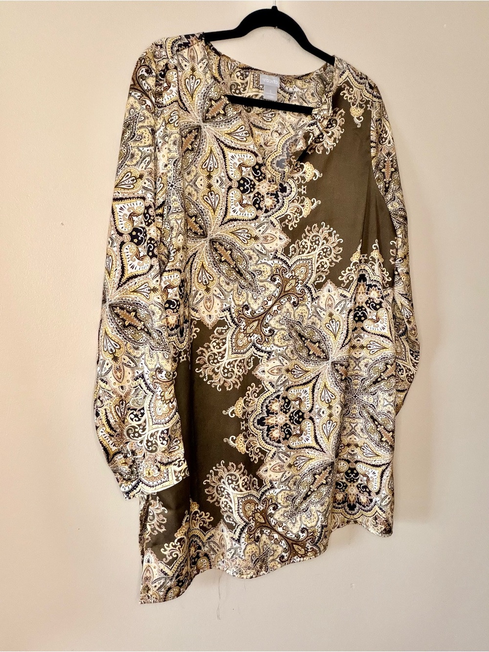 Chico's Olive & Cream Paisley Tunic Jacket